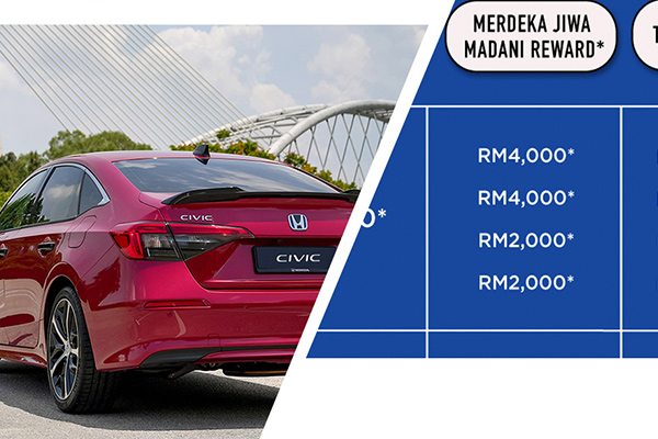 One nation, three joys - Honda Malaysia's Jiwa Madani promo earns you rebates of up to RM 12,000* for Civic, City, WR-V, HR-V, and more!